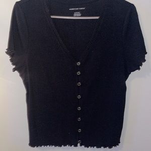 Ribbed button front American eagle top